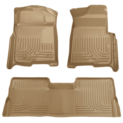 Husky Liners Front & 2nd Row F-150 SuperCrew No Manual Shifter (Footwell Coverage) WeatherBeater Tan - 98333