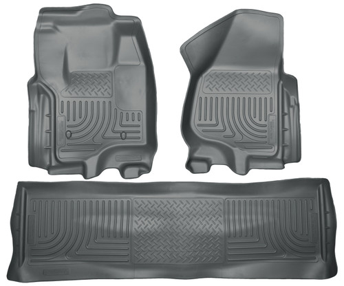 Husky Liners Front & 2nd Row F Series Super Duty Crew Cab (Footwell Coverage) WeatherBeater Gray - 99712