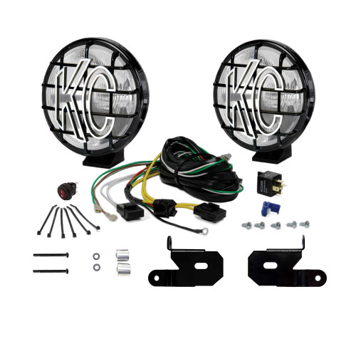 KC HiLiTES 6" Apollo Pro Halogen 2-Light System Pillar Mount, 100W Spread Beam for Jeep JL - 97114