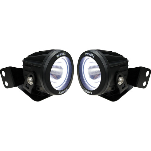 Vision X Lighting 2/4 Seat RZR A-Pillar Single Optimus Mount Landr Including 2 X XIL-OPRh115 Optimus Halo Lights - XIL-OEAS08RZROPRH