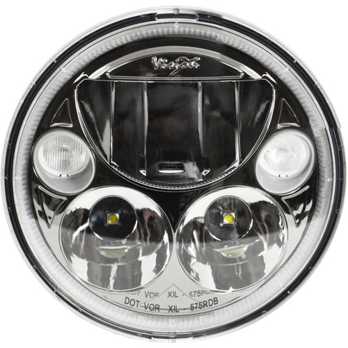 Vision X Lighting Single Black Chrome Face 5.75" Round Vx Led Headlight W/ Low-High-Halo - 9895635