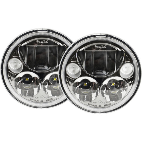 Vision X Lighting Kit Of Two Black Chrome Face 5.75" Round Vx Led Headlight W/ Low-High-Halo - 9895642