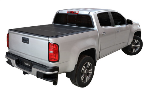 LOMAX Hard Tri-Fold Cover For Nissan Titan/XD, Standard Bed, Matte Black Finish, Split Rail - B1030029