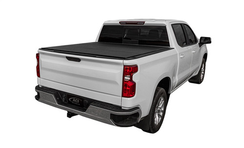 LOMAX Hard Tri-Fold Cover For Ford F-250/350, Standard Bed, Black Urethane Finish, Split Rail - B3010049