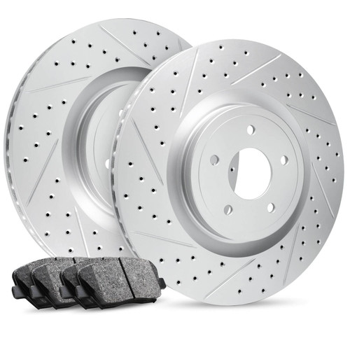 R1 Carbon GEOMET Series - Front Kit (Drilled/Slotted Rotors w/ Ceramic Pads) 2017-2020 F-150/Raptor (Electric Parking Brake)