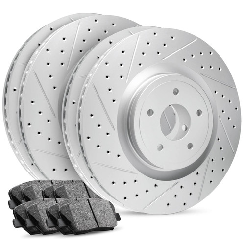 R1 Carbon GEOMET Series - Full Brake Kit (Drilled/Slotted Rotors w/ Ceramic Pads) 2010-2011 F-150/Raptor w/ 6 Lug Wheels