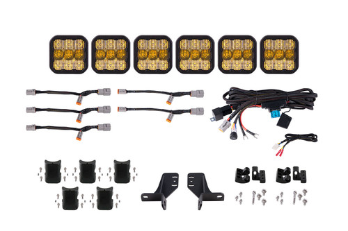 Diode Dynamics Bronco SS5 6-Pod CrossLink Grille Lightbar Kit Pro Yellow Combo-DD7271