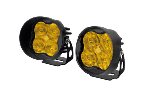 Diode Dynamics SS3 Pro Angled Yellow LED Lights w/ Amber Backlight & SAE Fog Beam (Pair) - DD6969P