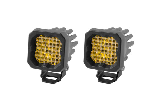 Diode Dynamics Stage Series C1 LED Pod Sport Yellow Wide Standard Amber Backlight Pair-DD6443P
