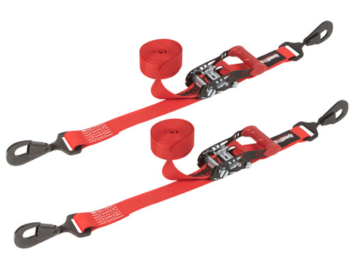 SpeedStrap Ratchet 1.5 in. x 10 ft. Tie Down w/ Twisted Snap Hooks (Red; Pair) - 15213-2