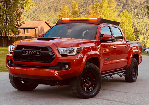 Cali Raised LED 05-21 Tacoma Economy Roof Rack Rack and 42 in Single Row Amber Light Bar LED Light Bar Blue Small - 39360972816426