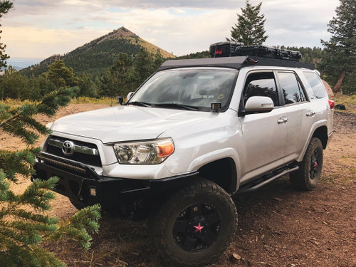 Cali Raised LED 10-21 4Runner Economy Roof Rack Rack and 42 in Single Row White LED Light Bar No Switch - 39360975896618