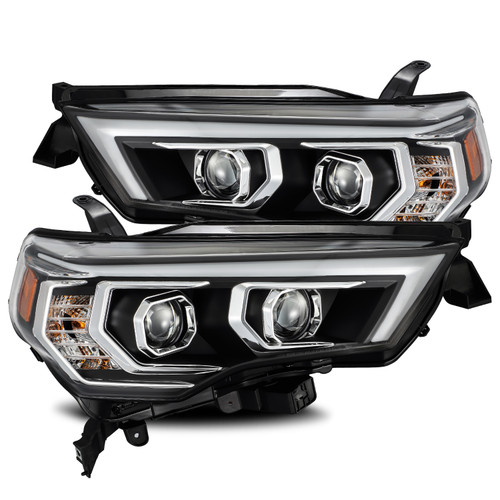 AlphaRex 14-20 Toyota 4Runner PRO-Series Projector Headlights Plank Style Design Black w/ Sequential Signal Light - 880732