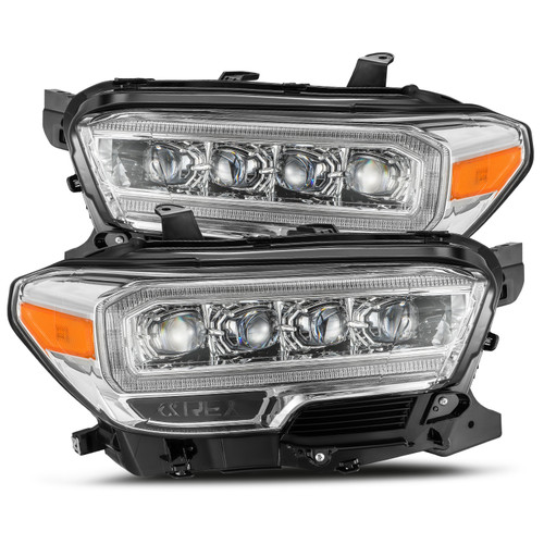 AlphaRex 16-20 Toyota Tacoma Nova-Series LED Projector Headlights Plank Style Design Chrome w/ Activation Light - 880706