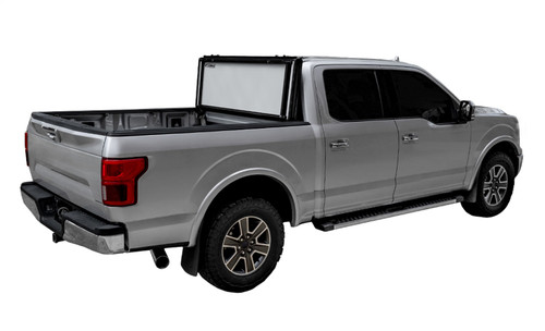 LOMAX Stance Hard Tri-Fold Cover For Ford Ranger, Standard Bed, Black Urethane Finish, Split Rail - G3010069