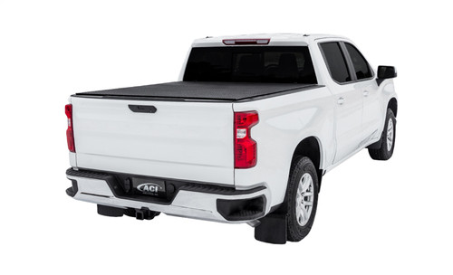 LOMAX Stance Hard Tri-Fold Cover For Chevy/GMC Silverado/Sierra 1500/2500/3500, Standard Bed, Black Diamond Mist Finish, Split Rail - G4020039