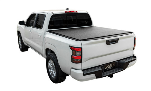 LOMAX Hard Tri-Fold Cover For Nissan Frontier, Short Bed, Matte Black Finish, Single Rail - B1030059