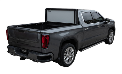 LOMAX Stance Hard Tri-Fold Cover For Nissan Titan/XD, Standard Bed, Black Urethane Finish, Split Rail - G3030029