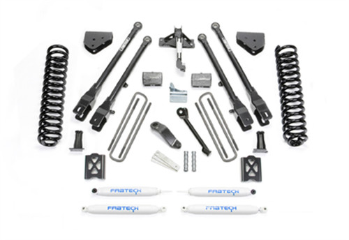 Fabtech 4 Link Lift System, 6 in. Lift w/ Coils and Performance Shocks For 05-07 Ford F250 4WD w/ Factory Overload. - K20131