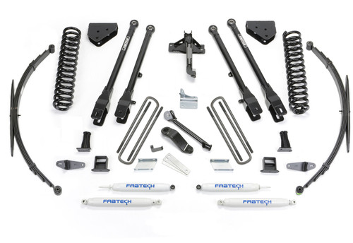 Fabtech 4 Link Lift System, 8 in. Lift w/ Coils and Remote Reservoir Lf Sprngs and Performance Shocks For 08-16 Ford F250/350 4WD. - K2129
