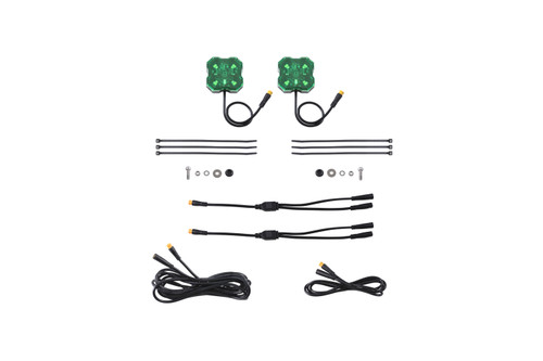 Diode Dynamics Stage Series Single-Color LED Rock Light, Green M8 (2-pack) - DD7459