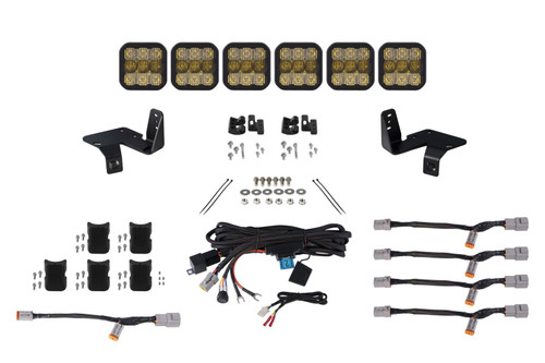 Diode Dynamics SS5 6-Pod CrossLink Grille Lightbar Kit 20-22 Ford Super Duty, Pro Yellow Combo - DD7574