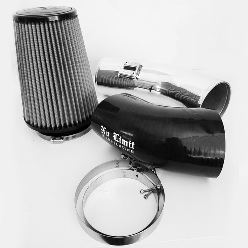 No Limit Fabrication Cold Air Intake Polished Aluminum, Dry ProDryS Air Filter Stage 1 for 11-16 Ford Super Duty 6.7L Powerstroke - 67CAIPD1