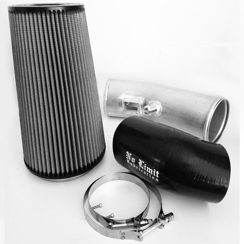 No Limit Fabrication Cold Air Intake Raw Aluminum, Dry ProDryS Air Filter Stage 1 for 11-16 Ford Super Duty 6.7L Powerstroke - 67CAIRD1