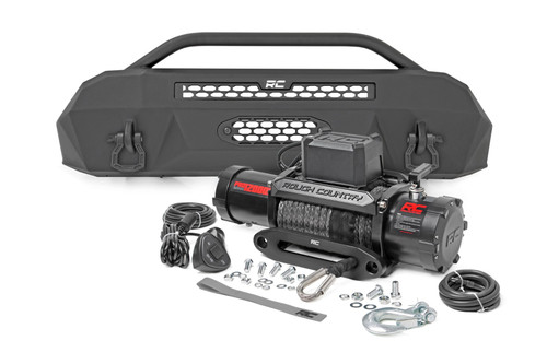 Rough Country Front Bumper, Hybrid, 12000-Lb Pro Series Winch, Synthetic Rope, Front for Toyota Tacoma 16-23 - 10715