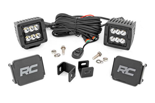 Rough Country LED Light Kit, Ditch Mount, Black, 2 in., Pair, Spot for Toyota Tundra 22-23 - 71071