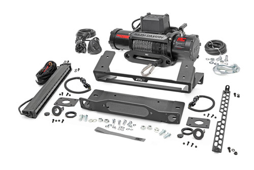 Rough Country High Winch Mount, w/ Pro12000S, All Models, Black, 20 in., Single Row for Ford Bronco 4wd 21-23 - 51098