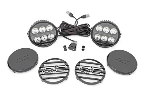 Rough Country Black Series LED Light Pair, 6.5 in., Round, w/ Amber DRL - 70805