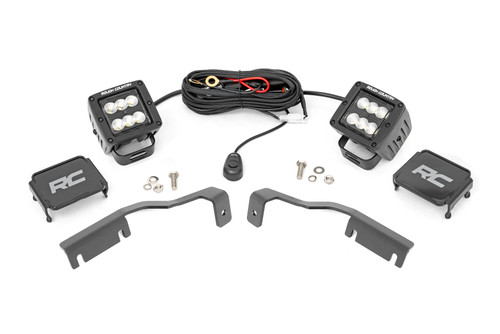 Rough Country LED Light Kit, Ditch Mount, Black, 2 in., Pair, Flood for Nissan Frontier 22-23 - 71065
