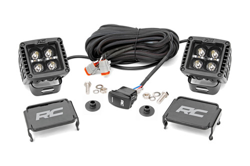 Rough Country LED Light Kit, Ditch Mount, 2 in., Pair, w/ White DRL for Ford Bronco 14-18 / Ford Bronco 2 Door 14-18 - 71048