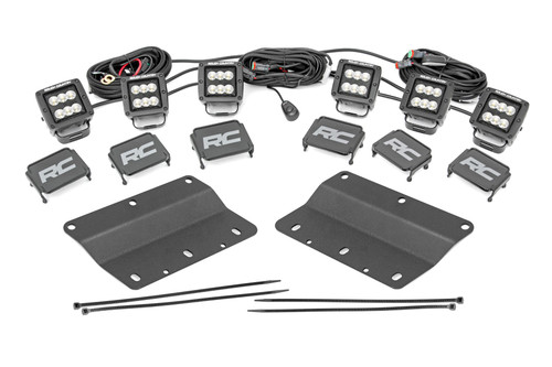 Rough Country LED Light Kit, Fog Mount, Triple, Black, 2 in., Pair, Flood for Ford Bronco 14-18 / Ford Bronco 2 Door 14-18 - 51086