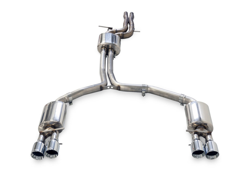 AWE Touring Edition Exhaust for Audi C7 A7 3.0T - Quad Outlet, Chrome Silver Tips - 3015-42074