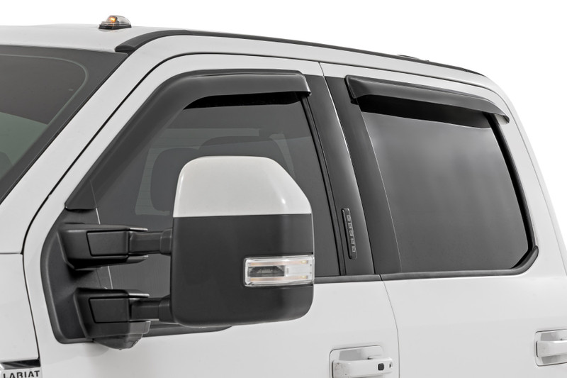 Rough Country Side Window Deflectors - Tape On Rain Guard - Ford F-150 (17-24) F-250 (15-24) - 931524