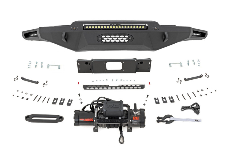Rough Country Hybrid Front Bumper - 12000S - Blk LED w/ White DRL - Toyota Tundra 2WD/4WD (2022-2025) - 72008