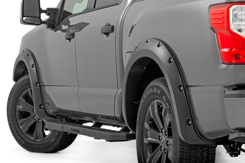 Rough Country Traditional Pocket Fender Flares - Crew - K23 Brilliant Silver - W/O Emblem - Nissan Titan (17-23) - F-N101705A-K23