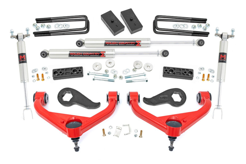 Rough Country 3 Inch Lift Kit - UCAs - M1 - w/ Overloads - Chevy/GMC 2500HD (20-24) - 97740RED