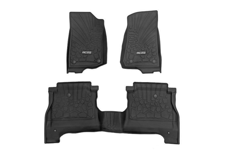 Rough Country Flex-Fit Floor Mats - FR & RR - RR Lockable - Jeep Gladiator JT 4WD (2020-2024) - FF-61501