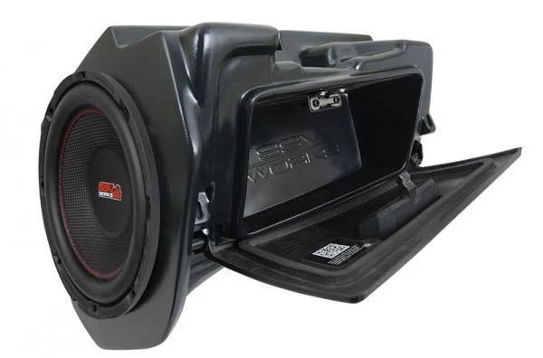 SSV Works Glove Box with Weather Proof 10 in. Amplified Subwoofer for 14-23 Polaris RZR Turbo S Velocity and XP 1000 EPS