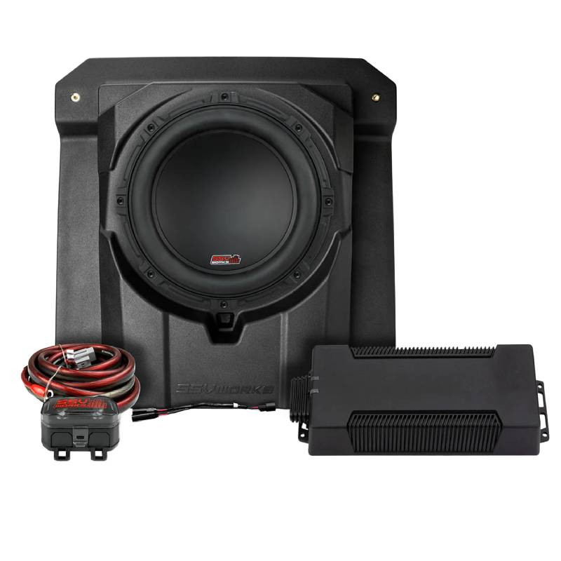 SSV Works V-Spec 10 in. Subwoofer 850 Watt Add-On Factory JL System for 24-26 Can-Am Maverick R + Under-Seat
