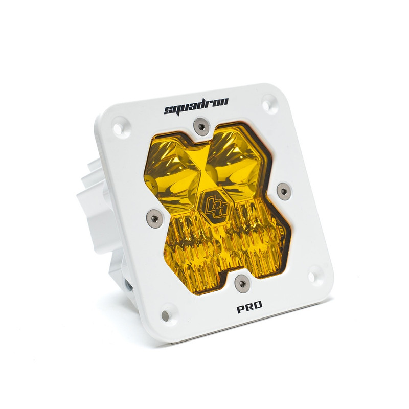 Baja Designs Squadron 2.0 Pro LED Light Pod, White Housing, Flush Mount, Driving/Combo (Baja Amber) - 49-1013-WT-2