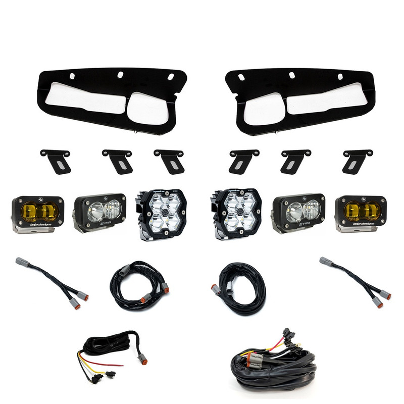 Baja Designs Squadron 2.0 Pro/S2 Pro/S2 SAE "Pro" Fog Pocket Light Kit (Clear & Baja Amber) for 21-26 Bronco, 22-24 Bronco Raptor (w/ Steel Bumper) - 44-0084