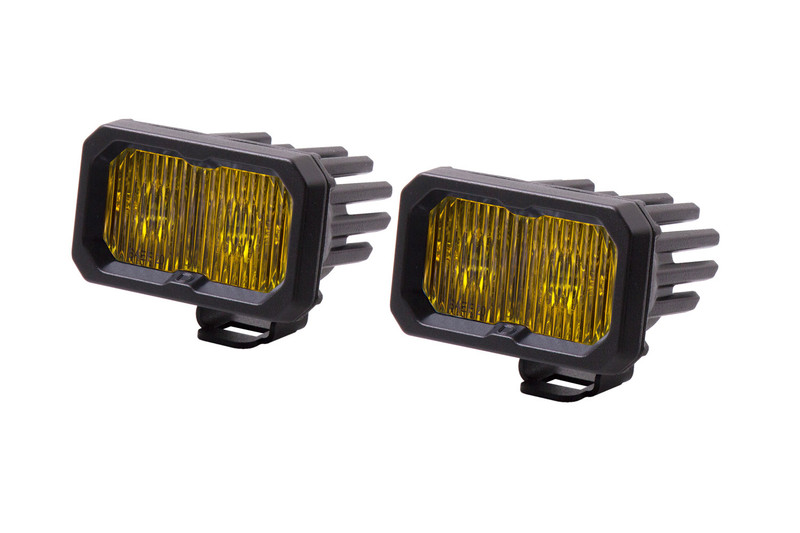 Diode Dynamics Stage Series 2 Inch LED Pod, Sport Yellow Fog Standard Amber Backlight Pair-DD6386P