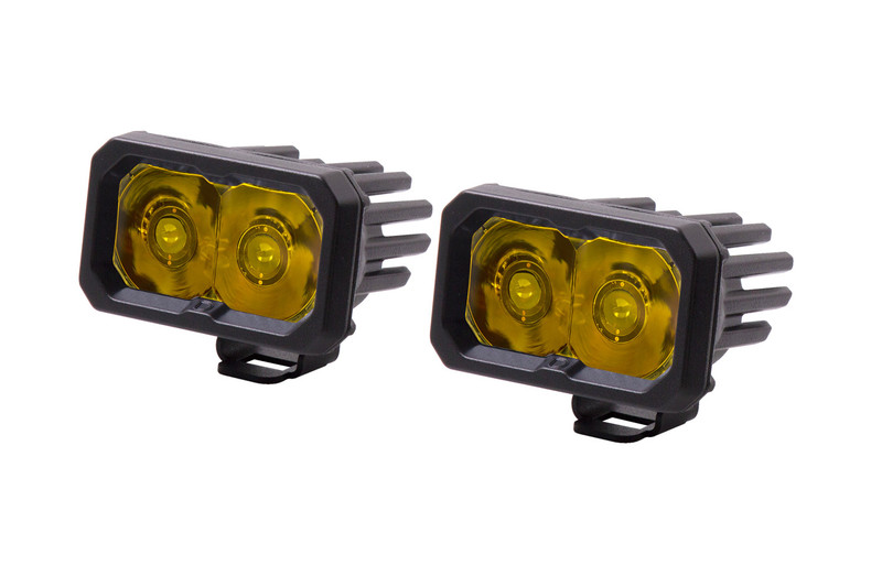 Diode Dynamics Stage Series 2 Inch LED Pod, Sport Yellow Spot Standard Amber Backlight Pair-DD6401P