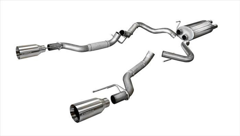 Corsa Performance 3.0in. Cat-Back Sport Dual Rear Exhaust 5in. Satin Polished Tips v EcoBoost 3.5L V6 Turbo - 14397