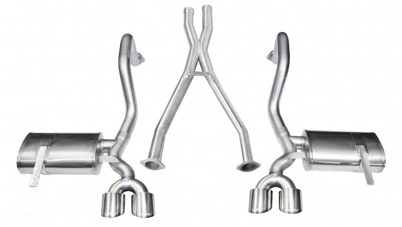 Corsa Performance 2.5in. Cat-Back Plus X-Pipe Xtreme Exhaust Dual Rear Exit 4.0in. Polished Tips 97-04 Chevy Corvette C5 Plus Z06 5.7L V8 - 14962