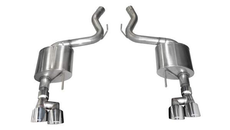 Corsa Performance Mustang Axle-Back Exhaust System 18-19 Ford Mustang GT 5.0L V8 Polished 3.0in. W/Twin 4.0in. Tips Sport Sound Level - 21039